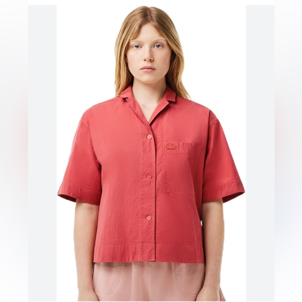 Lacoste Coral oversized button down cotton shirt - women’s medium